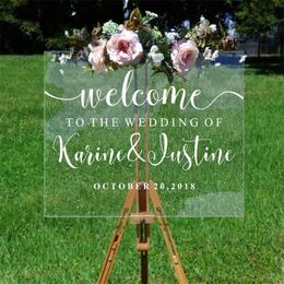 Welcome Mirror Vinyl Sticker Personalised Custom Names And Date Decal Party Decor Wedding Sign Board Mural 220613