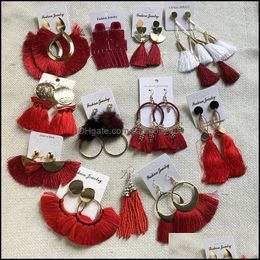 Dangle Chandelier Earrings Jewellery Lady Bohemian Tassel 20 Styles Fashion Colorf Layerd Hoop Earring For W Dhm1B