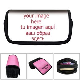 Customize Your Name Image Cosmetic Cases Women Makeup Teenager Boys Girls Stationary Bag Pencil Holder D220704