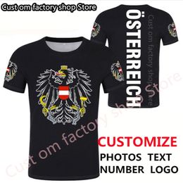 AUSTRIA t shirt free custom made name number black white Men Tshirt Short Sleeve T shirt Loose O neck Summer Mens Clothes 220616