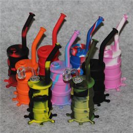Popular Silicone Hookah Bongs Silicon Oil Dab Rigs With Clear 4mm 14mm Male Quartz Nails silicone water pipe