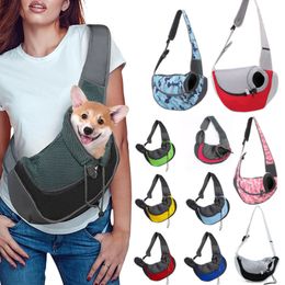 Breathable Pet Dog Outdoor Travel Handbag Pouch Mesh Oxford Single Shoulder Bag Sling Comfort Travel Tote Shoulder Bag 0622