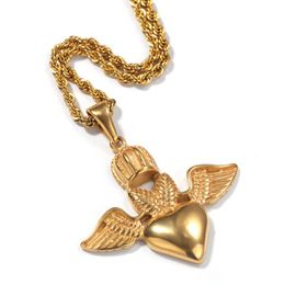 Pendant Necklaces Christmas Decorations Jewelry Gifts Hip Hop Crown Wing Love Heart Stainless Steel NecklacePendant NecklacesPendant