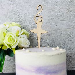 Wood Custom Age 2nd Topper Personalised Alcrylic Baby Show Childrens Birthday Ballerina Cake Decor 220618
