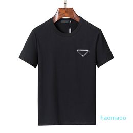 2022 fashion Mens Casual Print Creative t shirt Solid Breathable TShirt Slim fit Crew Neck Short Sleeve Male Tee black white green new