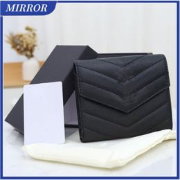 MIRROR Quality Purse Bag Zipper Designers Luxury Short Wallets Mens Womens FOLD IN GRAIN DE POUDRE EMBOSSED LEATHER Business Designer Credit Card Holder Corn Purses