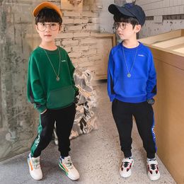 Clothing Sets Children'S Set Boys Spring Autumn Hoodies Sport Suit Casual O-Neck Patchwork Striped Kids Clothes 2022 High QualityClothin