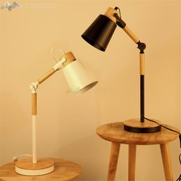 flexible wood UK - Table Lamps Modern Wood Desk Lights Flexible Foldable Long-Arm Lamp Adjustable Multi-Angles Bedroom For Home Lighting FixturesTable