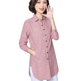 Tops Women Striped Blouse Shirts Spring Autumn For Lady Work Long Sleeve Tops Female Fashion Clothing Blusas Plus Size New LJ200810