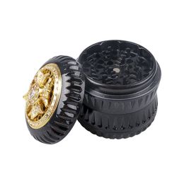 GR22101DHL FREE sale 63mm 4 layer smoke grinder with drill fish tail cover rotatable Aluminium alloy grinder
