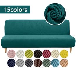 Polar Fleece Fabric Armless Sofa Bed Cover Solid Colour Without Armrest Big Elastic Folding Furniture home Decoration Bench Cover 220513