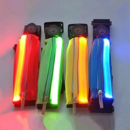 LED Sports Waistpack Solid Color Chargeable Casual Glow Waist Bags Night Running Mini Pocket Fit Men Women