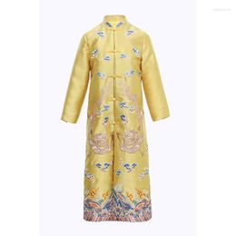 Women's Trench Coats High Quality Long Coat 2022 Autumn Winter Casual Overcoat Women Luxurious Embroidery Single Breasted Yellow Blue CoatWo