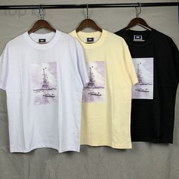 -Camisetas para hombre Diseñador Versión correcta 2022 Verano Nueva marca de moda Kiss Tower Maroon Impreso Hombre y camiseta de manga corta para mujer N8VC