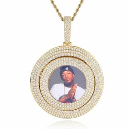 Pendant Necklaces Rotatable Po Heavy Industry Hip-hop Private Custom Net Red Explosion Style Copper Inlaid Zircon GiftPendant NecklacesPenda