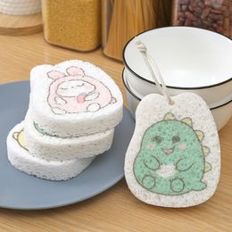 Bowl Brush Artefact Cartoon Absorbent Wood Pulp Cotton Compressed Sponge Dishwashing Cloth Oil-free Pot And Wholesale Bowl Brush