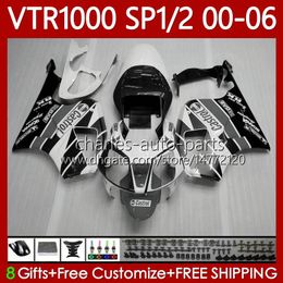 Body Kit For HONDA VTR1000 White black RTV1000 RC51 00 01 02 03 04 05 06 Bodywork 123No.69 VTR 1000 SP1 SP2 2000 2001 2002 2003 2004 2005 2006 VTR-1000 2000-2006 Fairing