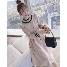 Casual Dresses TiLeewon Autumn Women Clothes Solid Color Long Dress France Style A-Line Office Ladies Work Unfirm