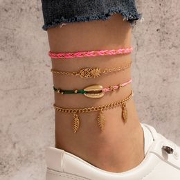 15 Style Anklet Bracelets for Women Summer Shell Tassel Colorful Weave Bead Foot Chain Bohemian Jewelry
