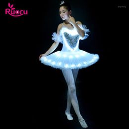 Ruoru Professional Ballet Tutu LED Swan Lake Adult Dance Clothes Skirt Women Ballerina Dress For Party Girls