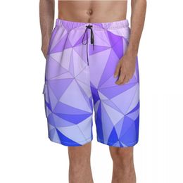 Men's Shorts Triangle Two Tone Board Blue And Purple Beach Short Pants Elastic Waist Pattern Printed Swimming Trunks Plus Size 2XL