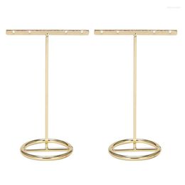 Jewelry Pouches Bags 2X Earrings Display Stand Gold Rack T-Shape Showcase Golden Large Edwi22