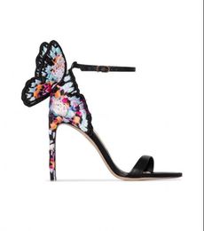 Schmetterlings-Stickerei-Sandalen mit Knöchelriemen, dünner Damen-Pumps mit hohem Absatz, Sophia Webster, Sommer-Gladiatoren
