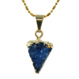 -Anhänger Halsketten Goldfarbe Reiki Heilung Geode Druzy Achat Dreieck Quadratkristallstein für DIY Halskette Frauen Schmuckpendant
