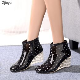 New transparency heel rain boots women gumboots leopard print high heel galoshes rain shoes girls wellies