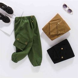 Toddler Girl Pants Pockets Girls Cargo Pants Spring Autumn Pants For Children Casual Style Kids Clothing 210412