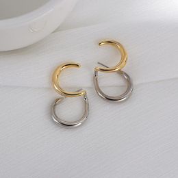 Hoop & Huggie Irregular Geometric Gold Silver Colour Round Circle C Shape Earrings For Women Vintage Metal Statement Aesthetic EarringHoop