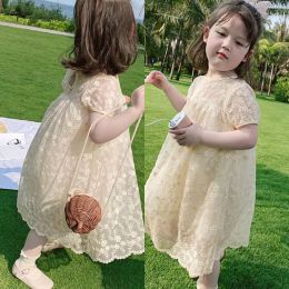 Summer Baby Girls Casual Dress Shot Sleeve Lace Florals Dress Children Kids Sweet Princess Dresses