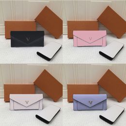 Stylish Leather Money Clips Envelope Wallet Pocket Pouch Card Holder Women Purses Clutch With Box