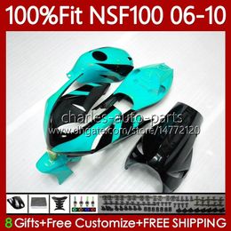 Injection OEM For HONDA NSF 100 NS-F100 06-10 Fibreglass Bodywork 116No.138 NSF-100 06 07 08 09 10 NSF-100 2006 2007 2008 2009 2010 Cyan Black Glass Fibre Race Fairing