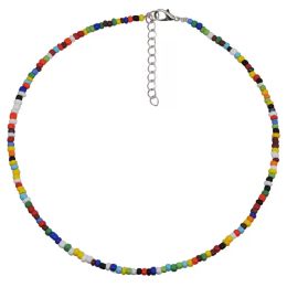 Simple Seed Beads Strand Choker Necklaces Women String Collar Charm Colourful Handmade Necklace Bohemia Collier Female Jewellery Gift