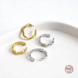 Clip-on & Screw Back LKO Real 925 Sterling Silver Trendy Ear Cuff For Girl Retro Circle Simple Earrings Women Jewellery