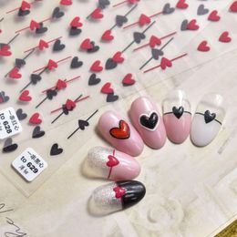 Stickers & Decals Beautizon Black And Red Hearts High Quality 3D Engraved Nail Art Decorations Design Prud22