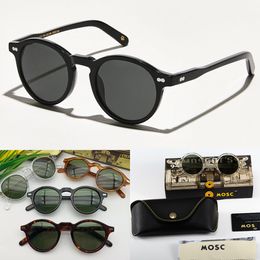 Óculos de sol polarizados redondos pequenos retrô Miltzen de alta qualidade para homens e mulheres Armação de acetato Armação de óculos Vintage Classic Design de marca Óculos De Grau
