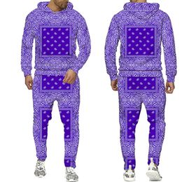 New 3D Printing Bandana Fashion Men Women Tracksuits Crewneck Hoodies+pants Plus Size S-7XL Harajuku