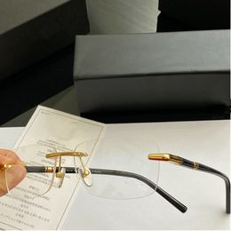 Luxury Desig Men76 Rimless Glasses Frame Big Rectangular Rim 57-15-145 Metal Plank for Presciption Myopia Presbyopia Fullset Case