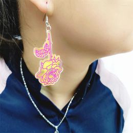 Dangle & Chandelier Rose Women Drop Earrings Trendy Jewellery Fashion Accessories Printing Pink Iridescence AcrylicDangle Kirs22