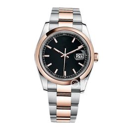 High Quality Asian Watch 2813 Sports Automatic Mechanical Ladies wristWatch 116201 black 36mm Steel & Rose Gold case and Black dial Fashion Folding Clasp 116201-0094