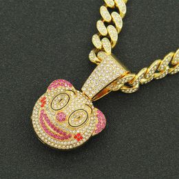 Pendant Necklaces Hip Hop Iced Out Cuban Chains Bling Diamond Cute Clown Mens Miami Big Gold Chain Charm Jewelry For Men ChokerPendant