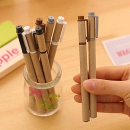 Gel Pens 10pcs/set 0.5mm Pen Simple Kraft Paper Shell Creative Office Supplies School Student