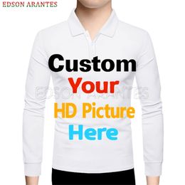 Customized EU Size Men s Polo Shirt DIY Unique Design Long Sleeve Fashion 3d Print Men T Drop Wholesale 220707