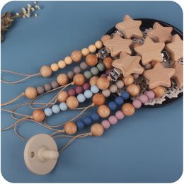 New Beech Nipple Clip For Kids Pacifier Chain Pentagram Shape Anti Chains Dropping Multicolor Silicone Beads 5 3bq D3