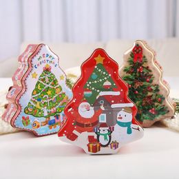 Gift Wrap Christmas Decoration Supplies Tree Shape Storage Box Festive Mood Boutique Candy Jar Tinplate Can BoxGift WrapGift
