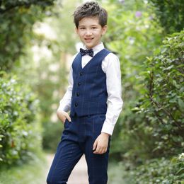 Clothing Sets Fashion Boys Suits For Weddings Kids Prom Navy Blue Big Children Set Boy Formal Classic CostumeClothing