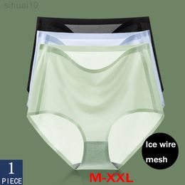 Women's Briefs Ice Silk Underwear String Underpants Sexy Lingerie Comfortable Breathable With High Waist Cotton briefs L220802