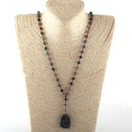 Pendant Necklaces Fashion Bohemian Tribal Jewelry Rosary Chain White Stone Ethnic NecklacePendant
